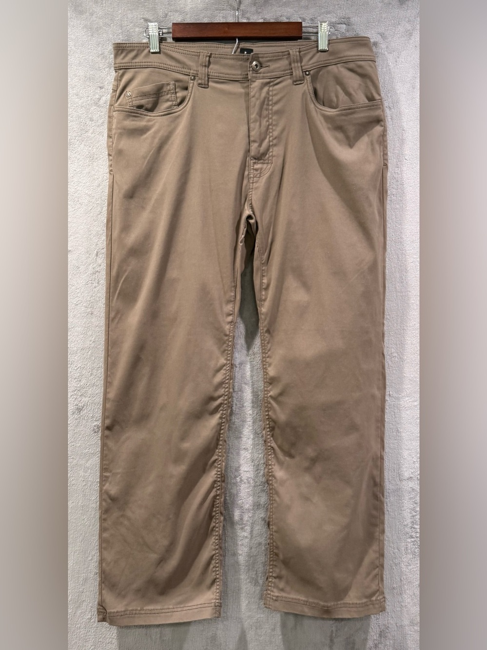 Prana Brion Breathe Pants Mens 36x30 Brown Slim Fit Hiking Zion Stretch Outdoor